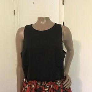 Tahari Black with Red Flowers. Elegant Sleeveless
